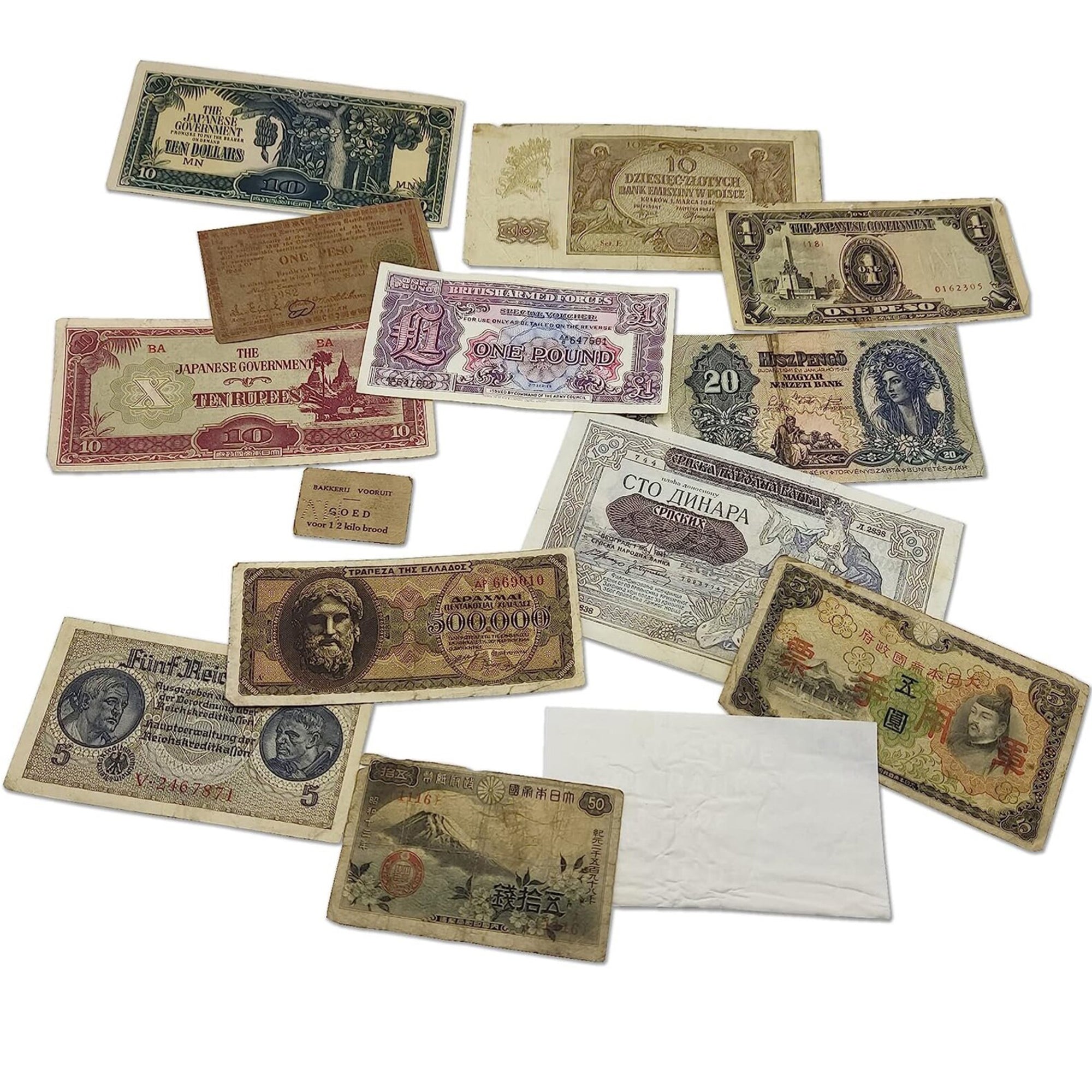 WW2 World Currency – Banknotes to Build Your Foreign Currency Collection – 14 Circulated Allied & Axis Powers Banknotes, Issued 1939-1945 – Banknotes Collection with Certificate of Authenticity