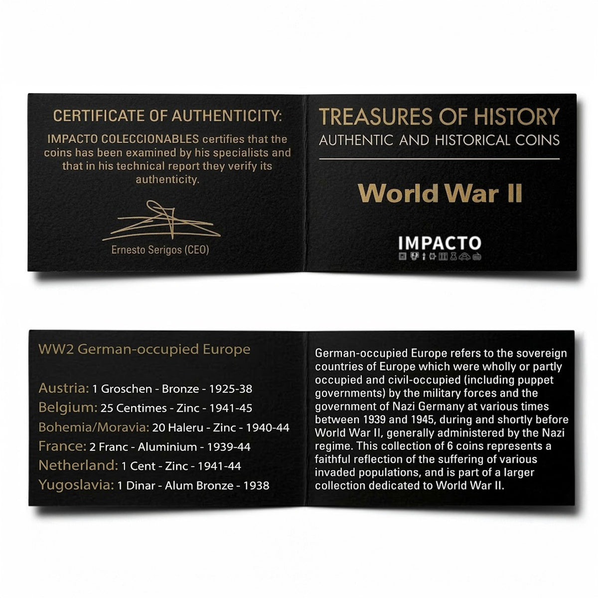 6 authentic World War II coins - Occupied Territories in bag (1925-1945) | Certified