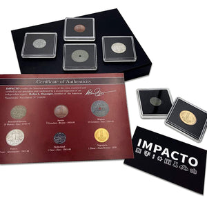 WW2 World Currency - 6 Coins Used During The World War 2 by The Germans in The Territories They Occupied (1925/45). Special WW2 Memorabilia for Collector, Certificate of Authenticity Included.