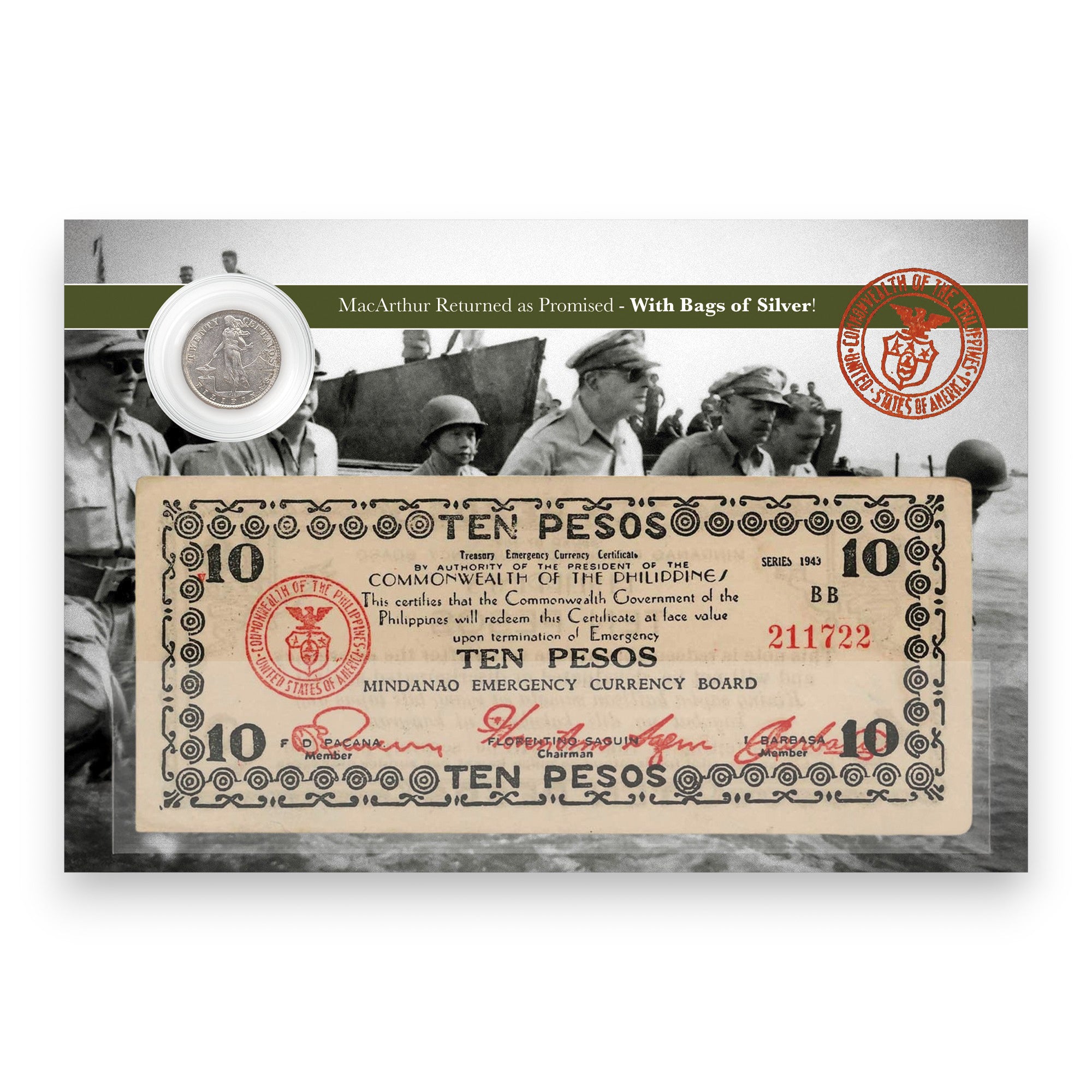 Authentic World War II silver coin and banknote - MacArthur Collection (1943-1944) | Certificates
