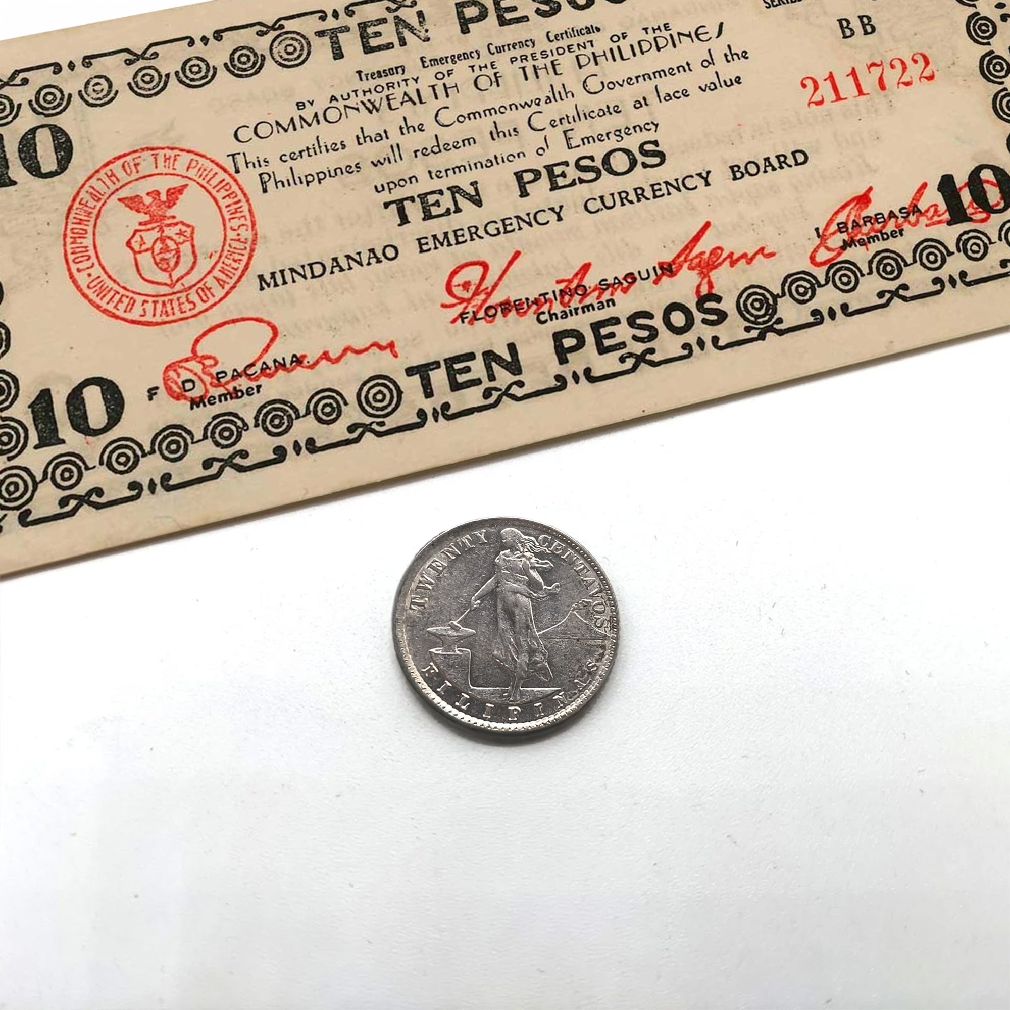 Billete y moneda auténtica de Plata de la Segunda Guerra Mundial - Colección MacArthur (1943-1944) | Certificados