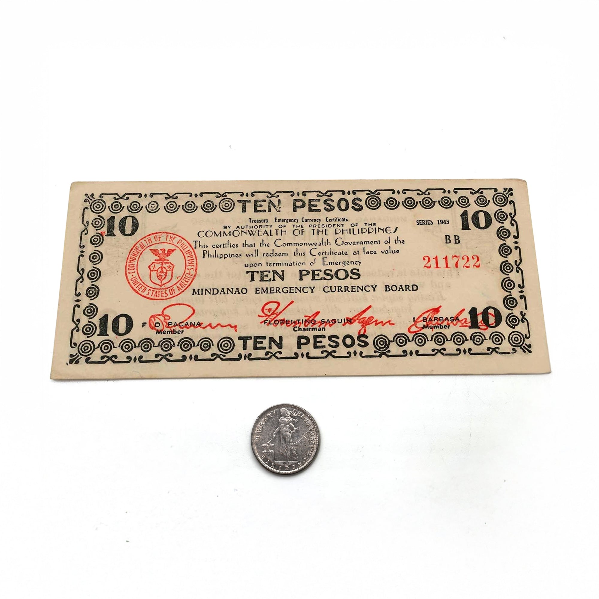 Billete y moneda auténtica de Plata de la Segunda Guerra Mundial - Colección MacArthur (1943-1944) | Certificados