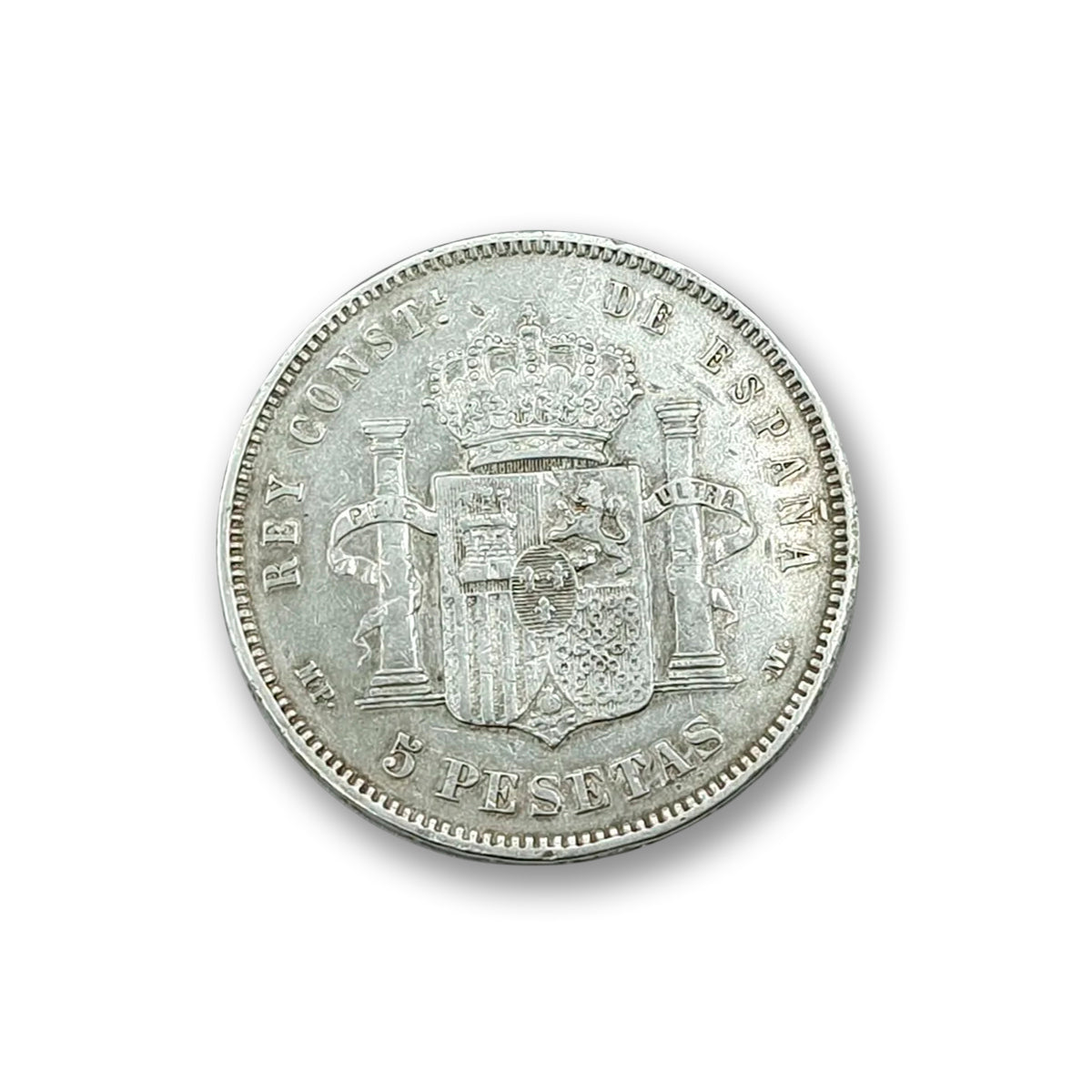 Moneta autentica della monarchia spagnola - Duro d'argento di Alfonso XIII El Pelón | Certificato