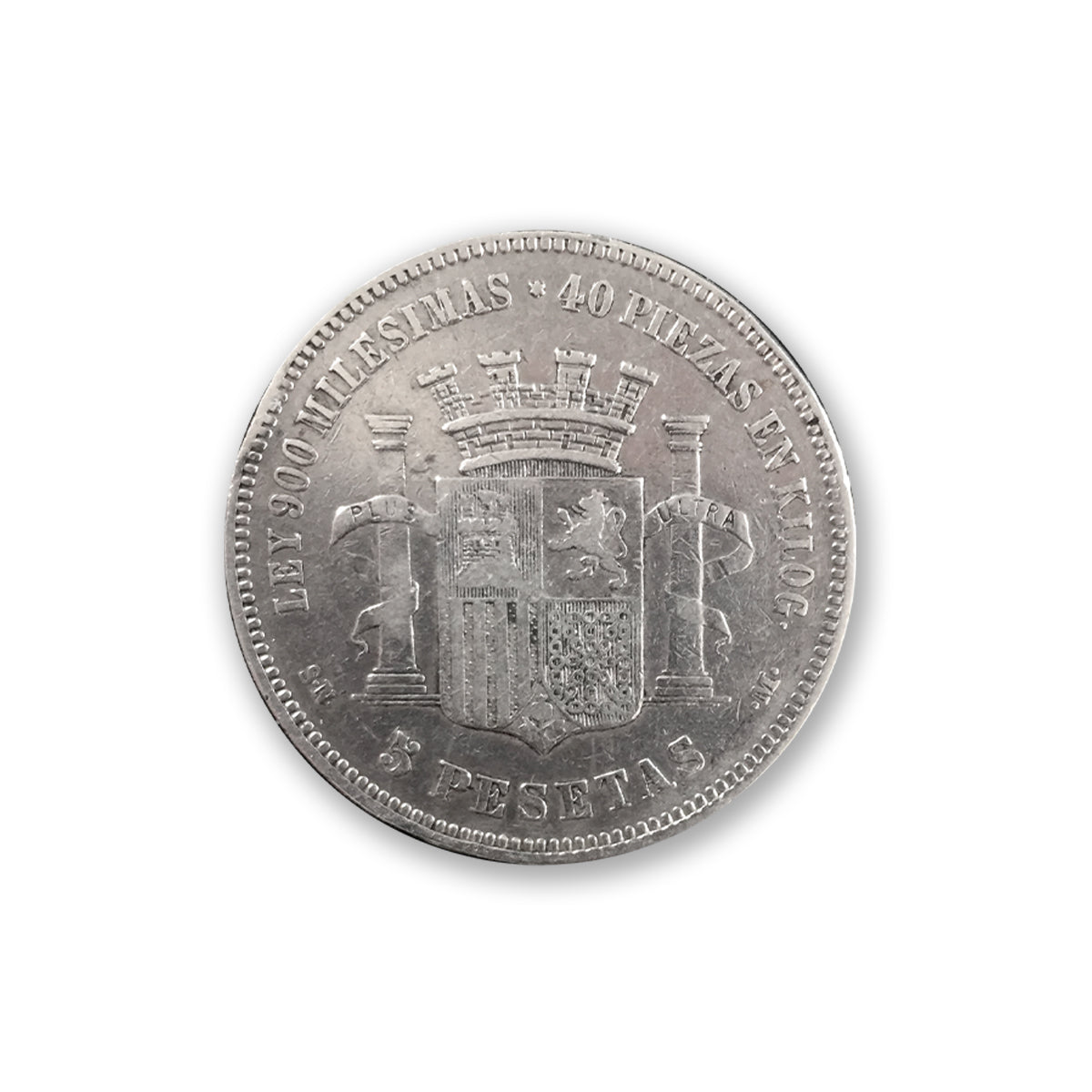 Moneta autentica della Repubblica Spagnola - Duro d'argento 1870 | Certificato