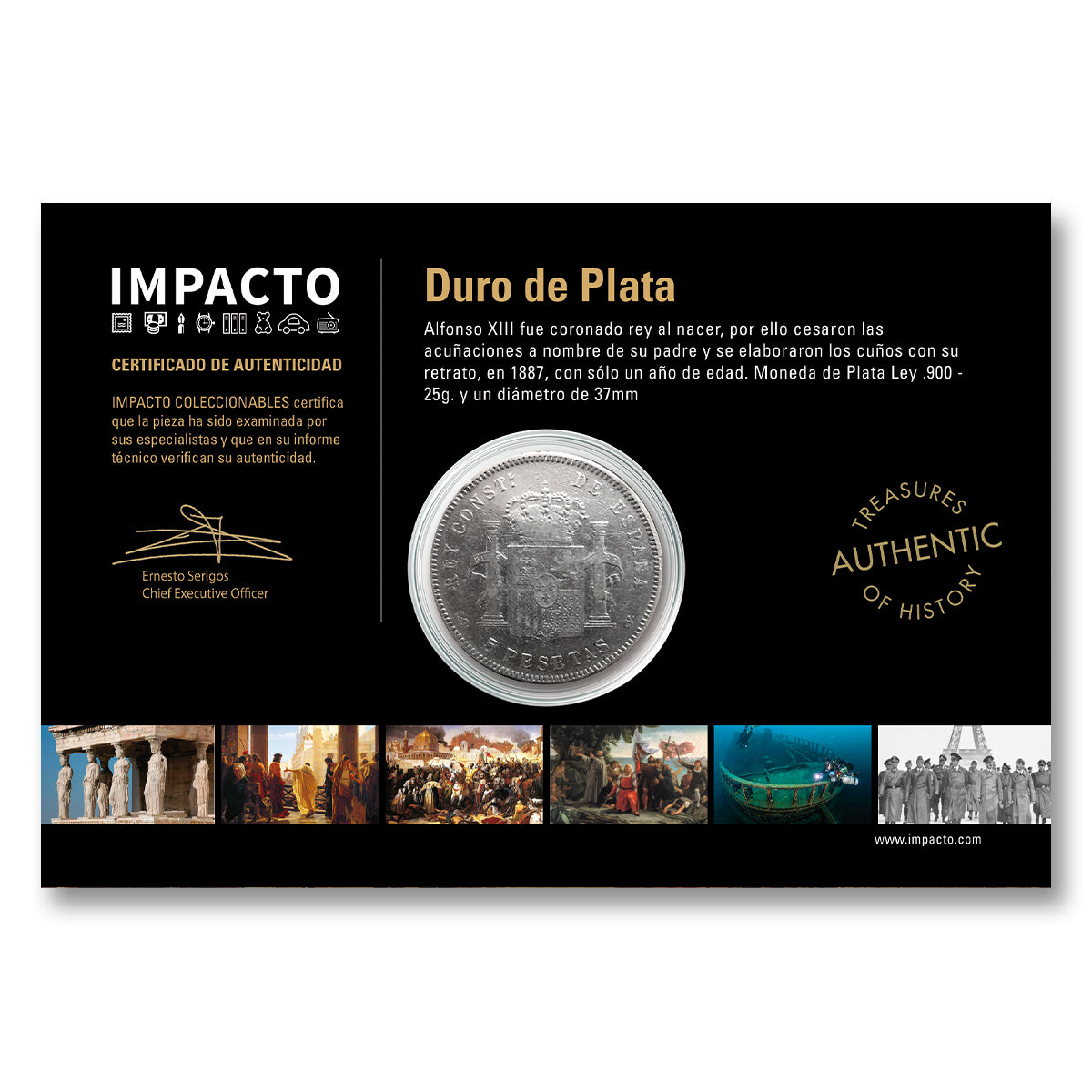 Moneda auténtica de la Monarquía Española - Duro de plata de Alfonso XIII El Cadete | Certificada