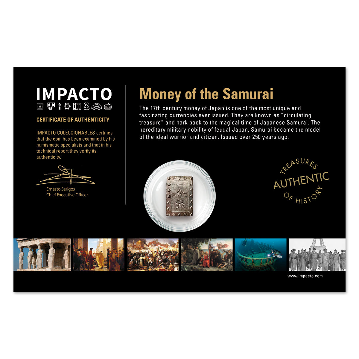 Moneda auténtica de los últimos Samurais - Dinero Vertical de Plata | Certificada