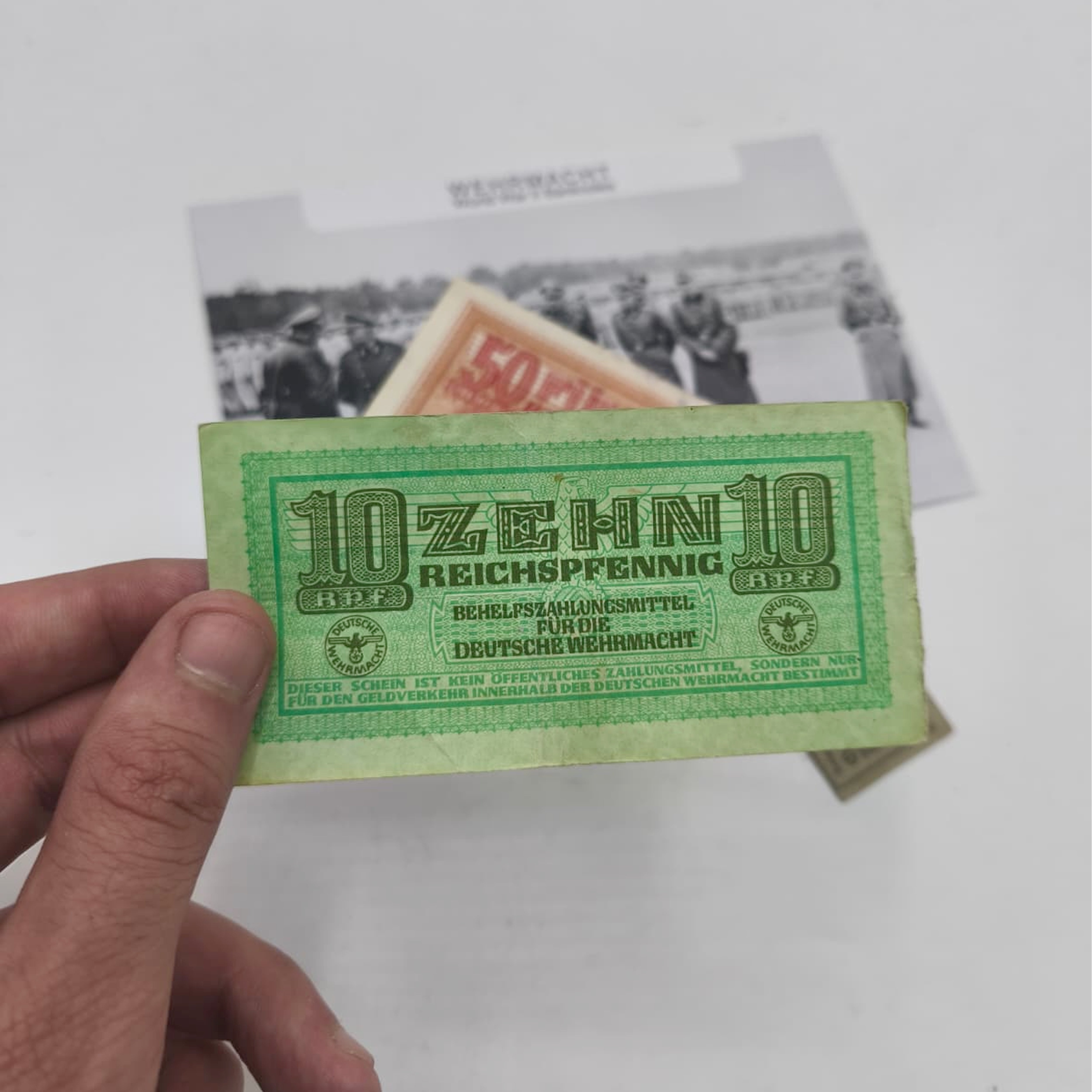 4 Billetes militares auténticos de la Wehrmacht (1939-1944) - Tercer Reich Segunda Guerra Mundial | Certificados
