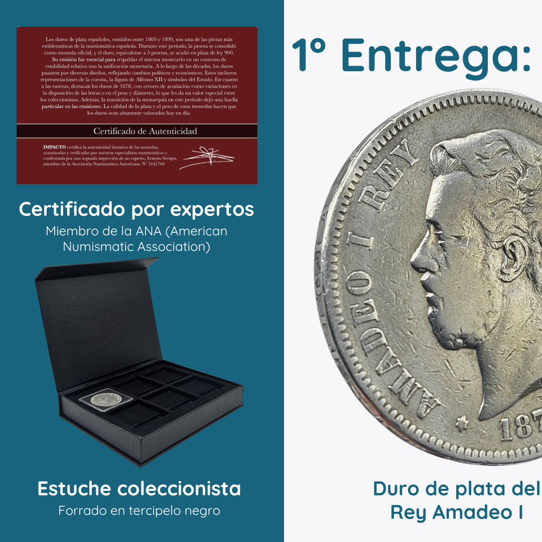 Month to Month - Exclusive Royal Collection: 6 Authentic 5 Peseta Silver Coins (1871-1912)