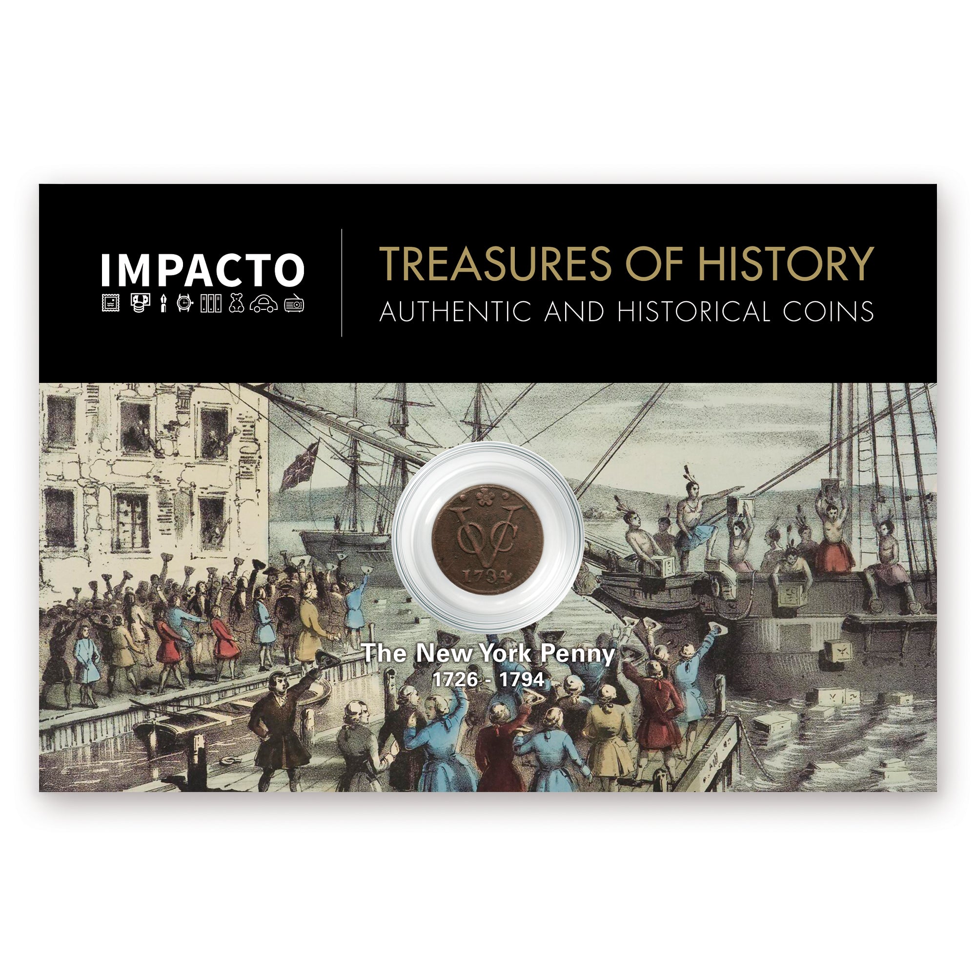 Primer Penny de Nueva York 1726‑1794 – Auténtico Duit Histórico I Pieza Verificada y Certificada
