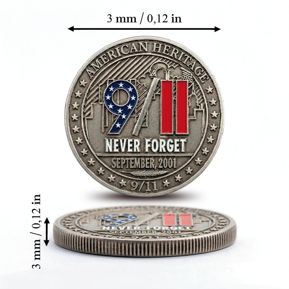 American Heritage Medal: silver-plated, commemorative history of 9/11