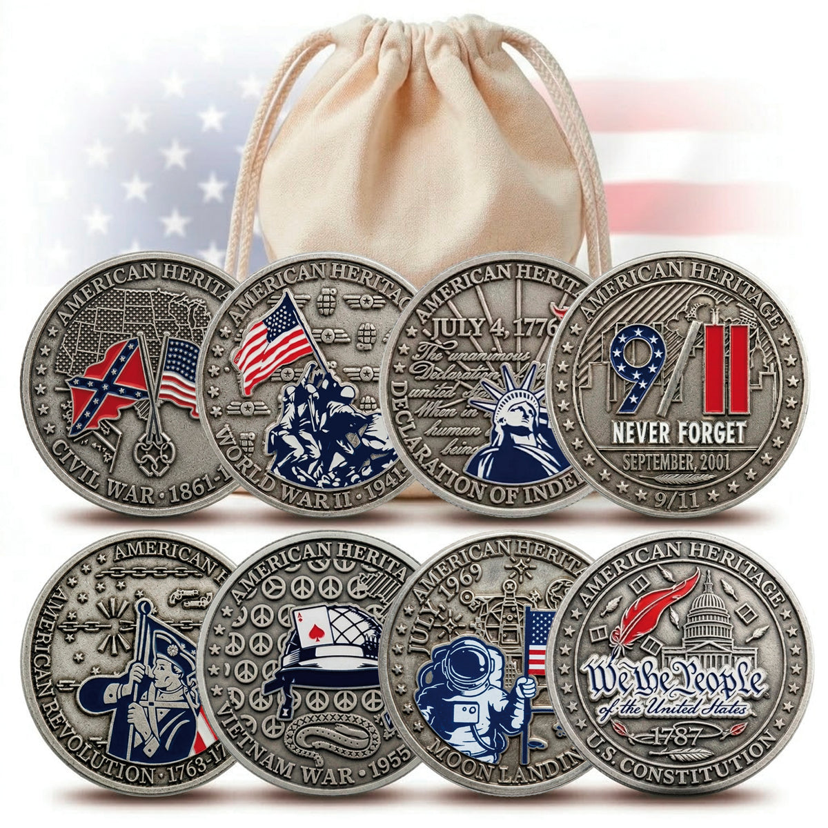 8 medallas auténticas - COLECCIÓN American Heritage