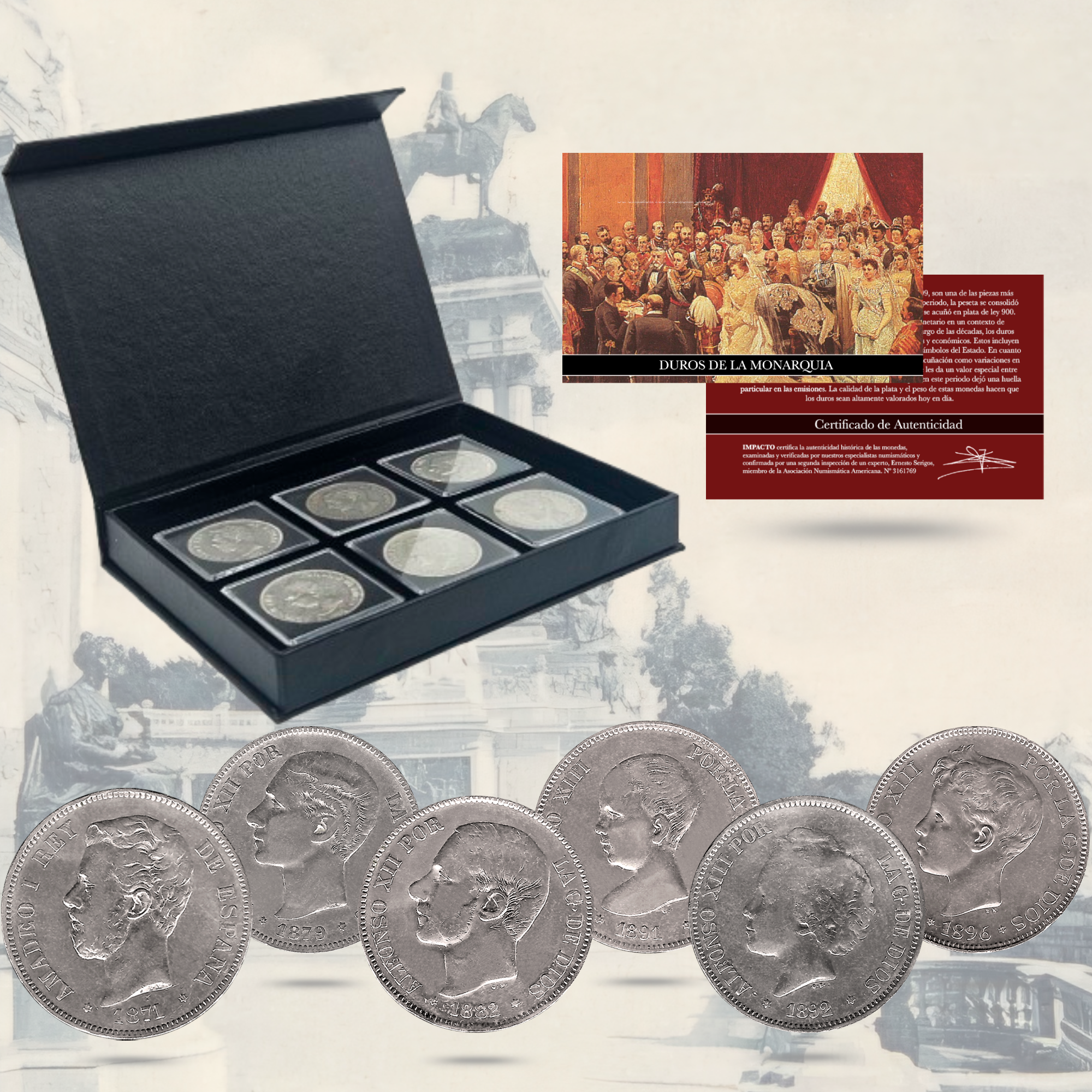 Mes a Mes - Colección Real Exclusiva: 6 Monedas Auténticas de Plata de 5 Pesetas (1871-1912)