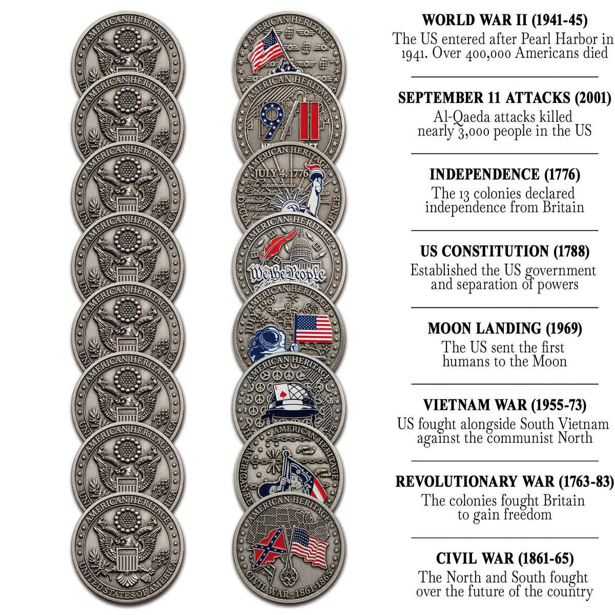 8 medallas auténticas - COLECCIÓN American Heritage