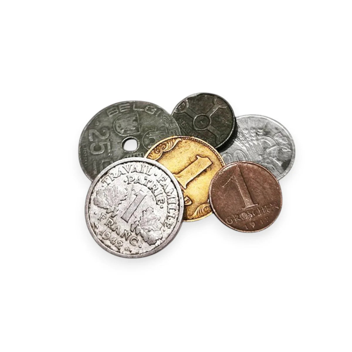 6 authentic coins from World War II - Occupied Territories (1925-1945) | Certified