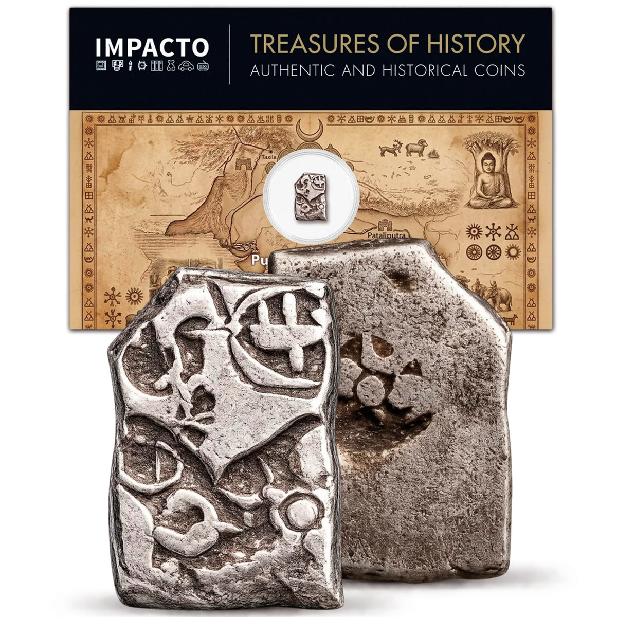 Moneda de plata Maurya Punch Mark (c. 322–185 a. C.) – Auténtica moneda de plata de la antigua India