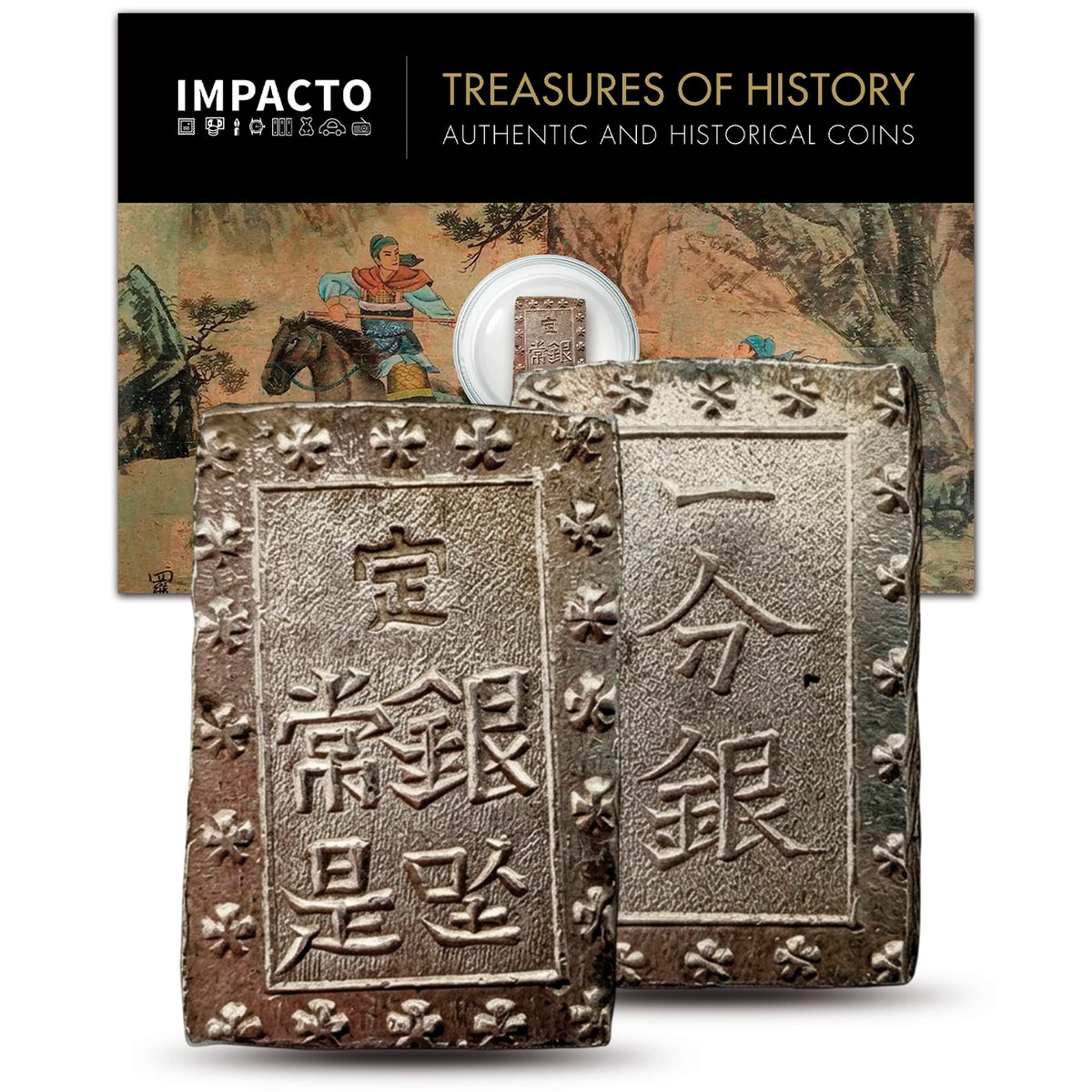 Moneda auténtica de los últimos Samurais - Dinero Vertical de Plata | Certificada