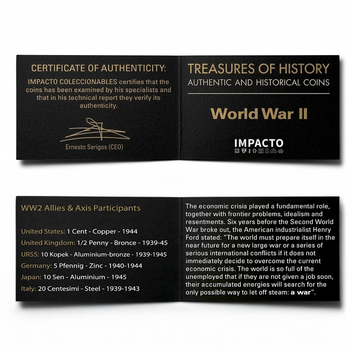 6 authentic World War II coins - Allies & Axis in bag (1939-1945) | Certified