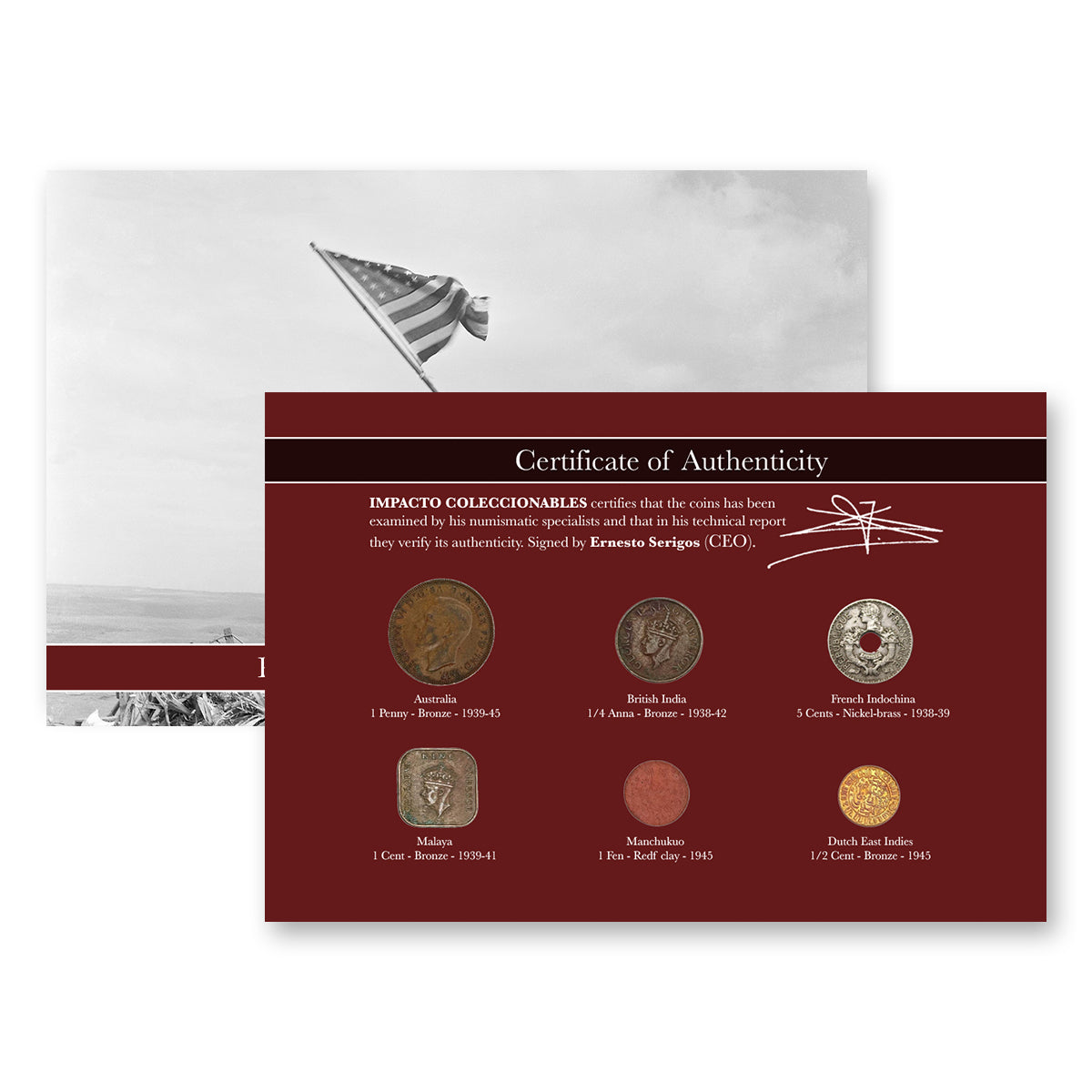 6 monedas auténticas de la Segunda Guerra Mundial - La Guerra del Pacífico (1938-1945) | Certificadas