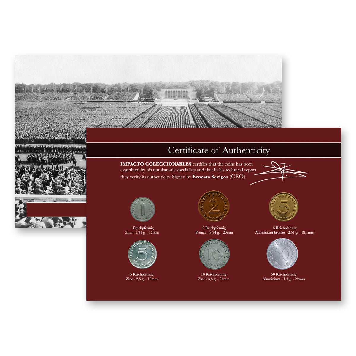 6 monedas auténticas de la Segunda Guerra Mundial - El Tercer Reich (1933-1945) | Certificadas