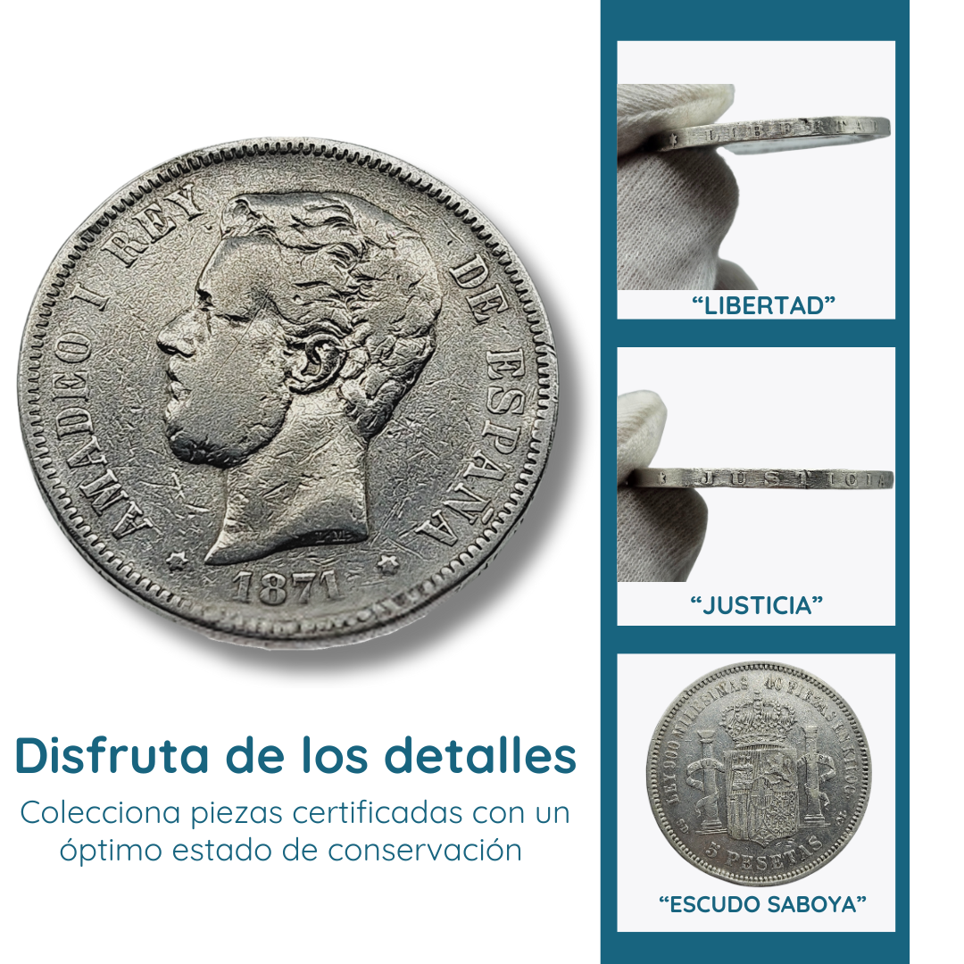 Month to Month - Exclusive Royal Collection: 6 Authentic 5 Peseta Silver Coins (1871-1912)