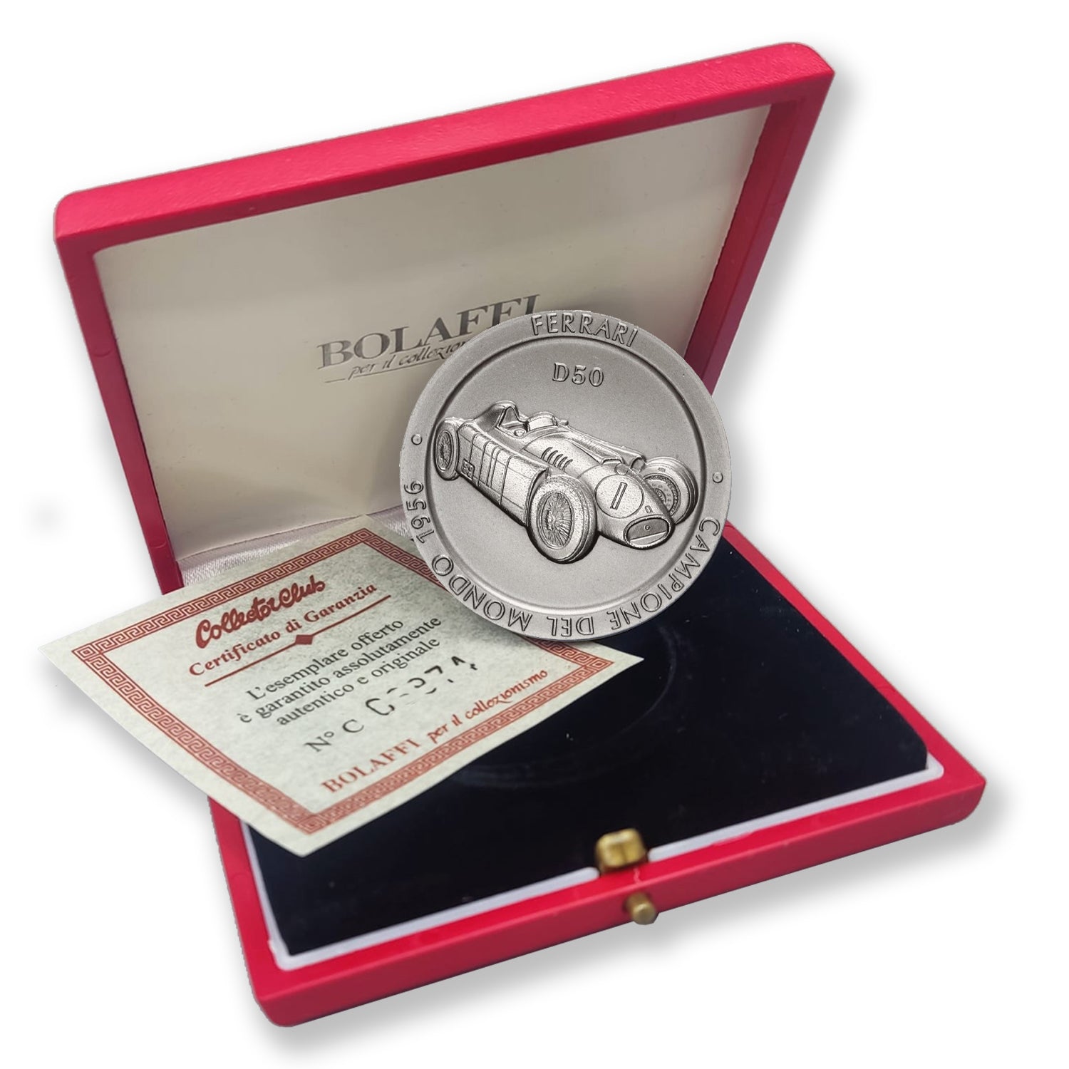 Official Ferrari F1 Championship Medal: Titanium, 1956. D50 Edition
