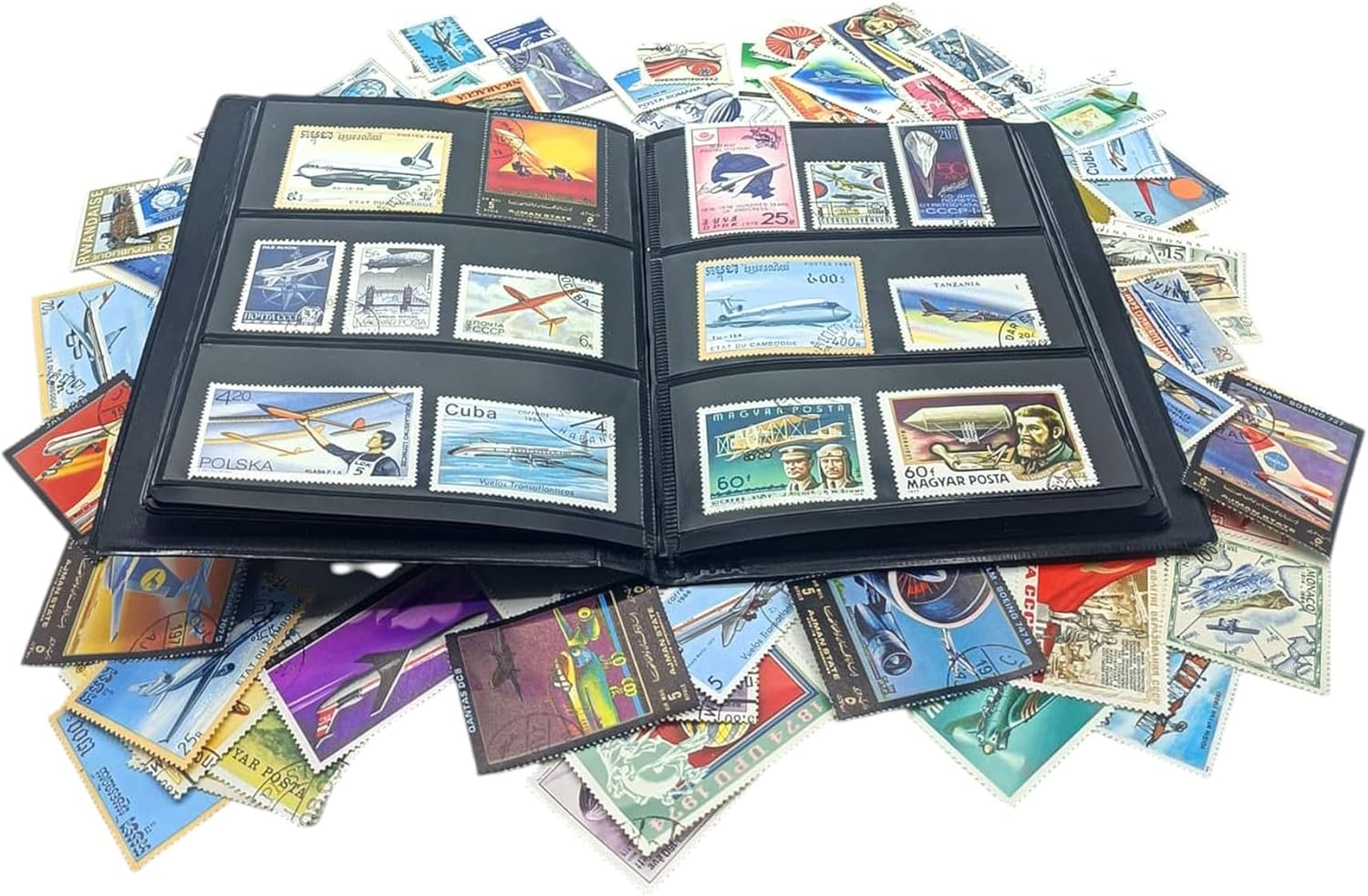 100 Historic Aircraft Stamps | Collector Album Included