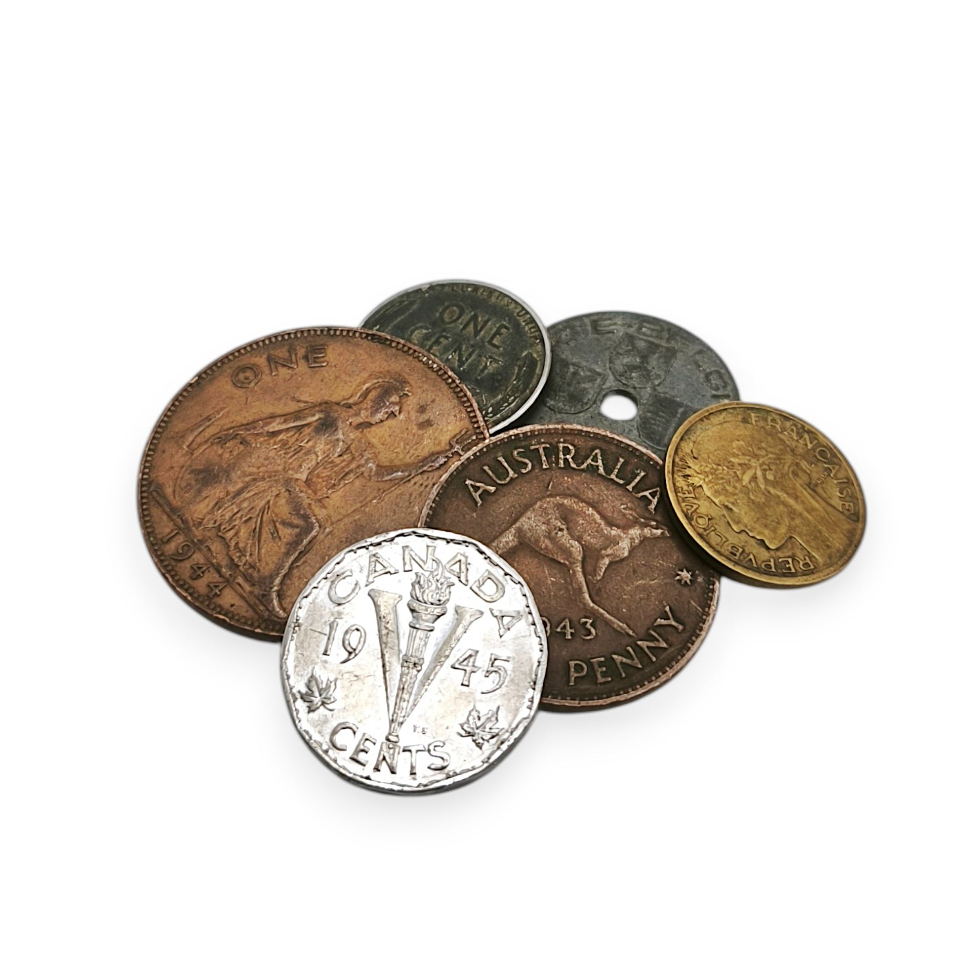 6 authentic World War II coins - D-Day in a bag (1944) | Certified