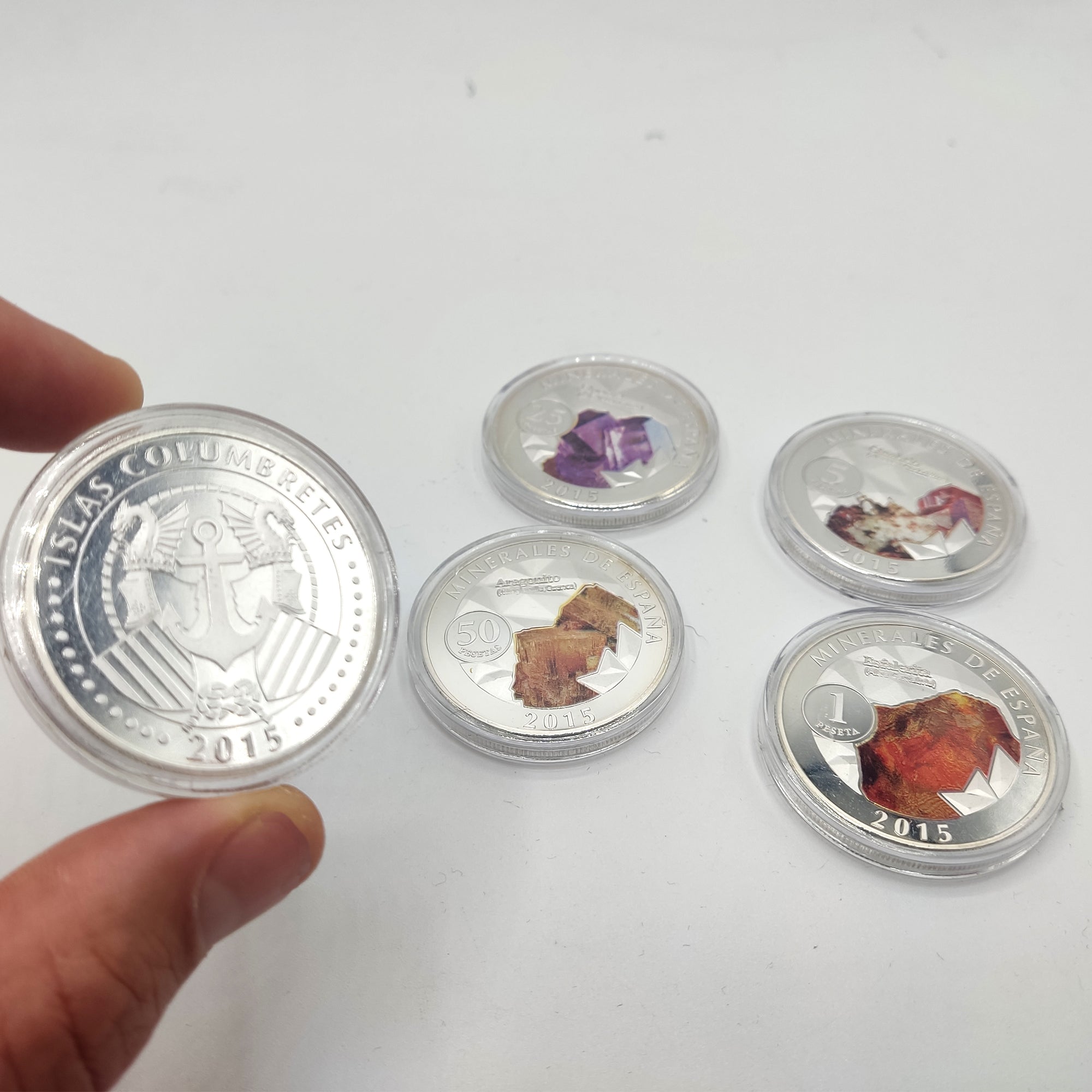 Minerales de España. Medalla bañada en plata conmemorativa 2015. Piromorfita
