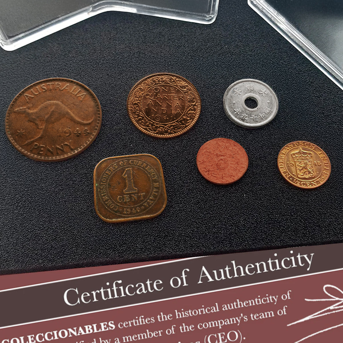 6 monedas auténticas de la Segunda Guerra Mundial - La Guerra del Pacífico (1938-1945) | Certificadas