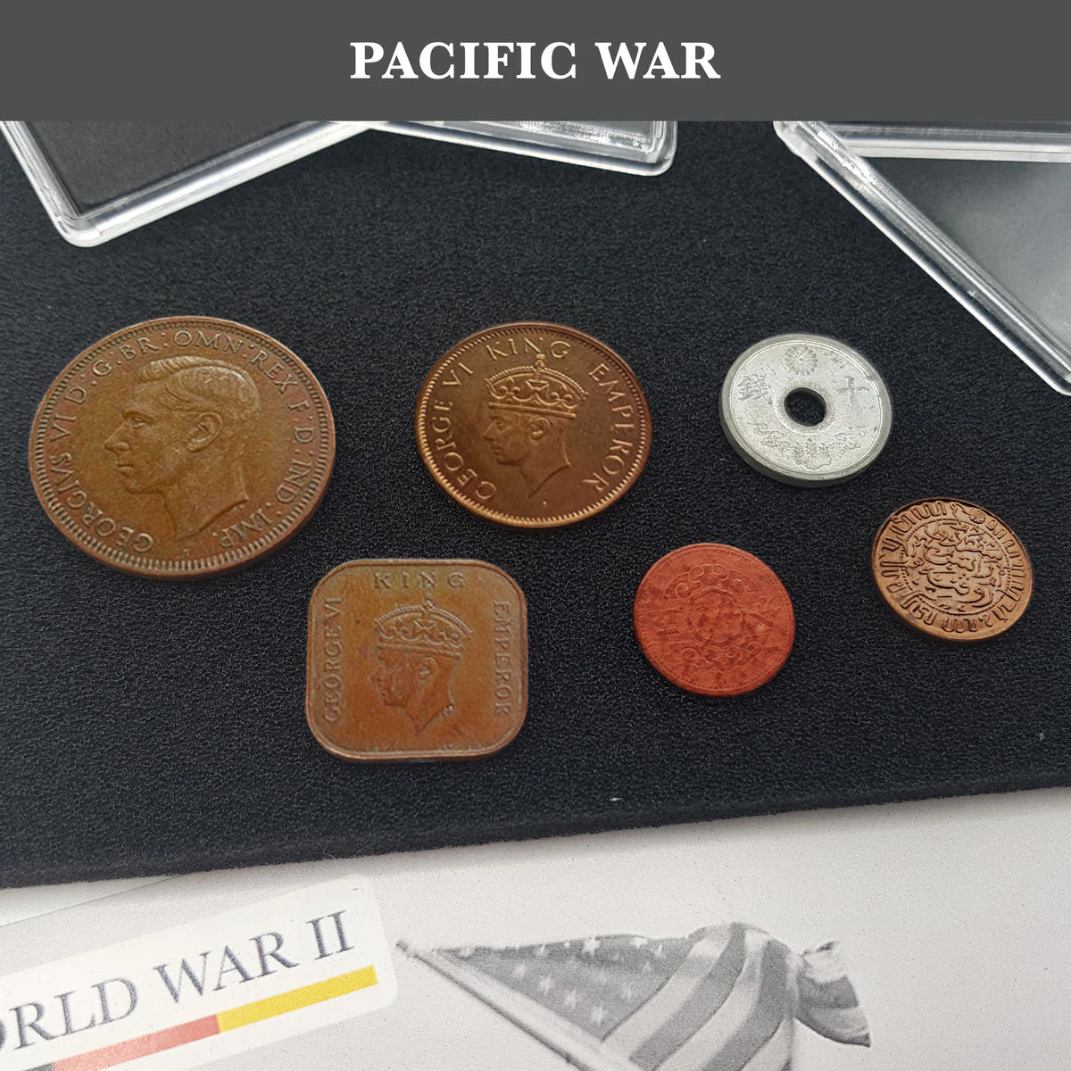 6 monedas auténticas de la Segunda Guerra Mundial - La Guerra del Pacífico (1938-1945) | Certificadas