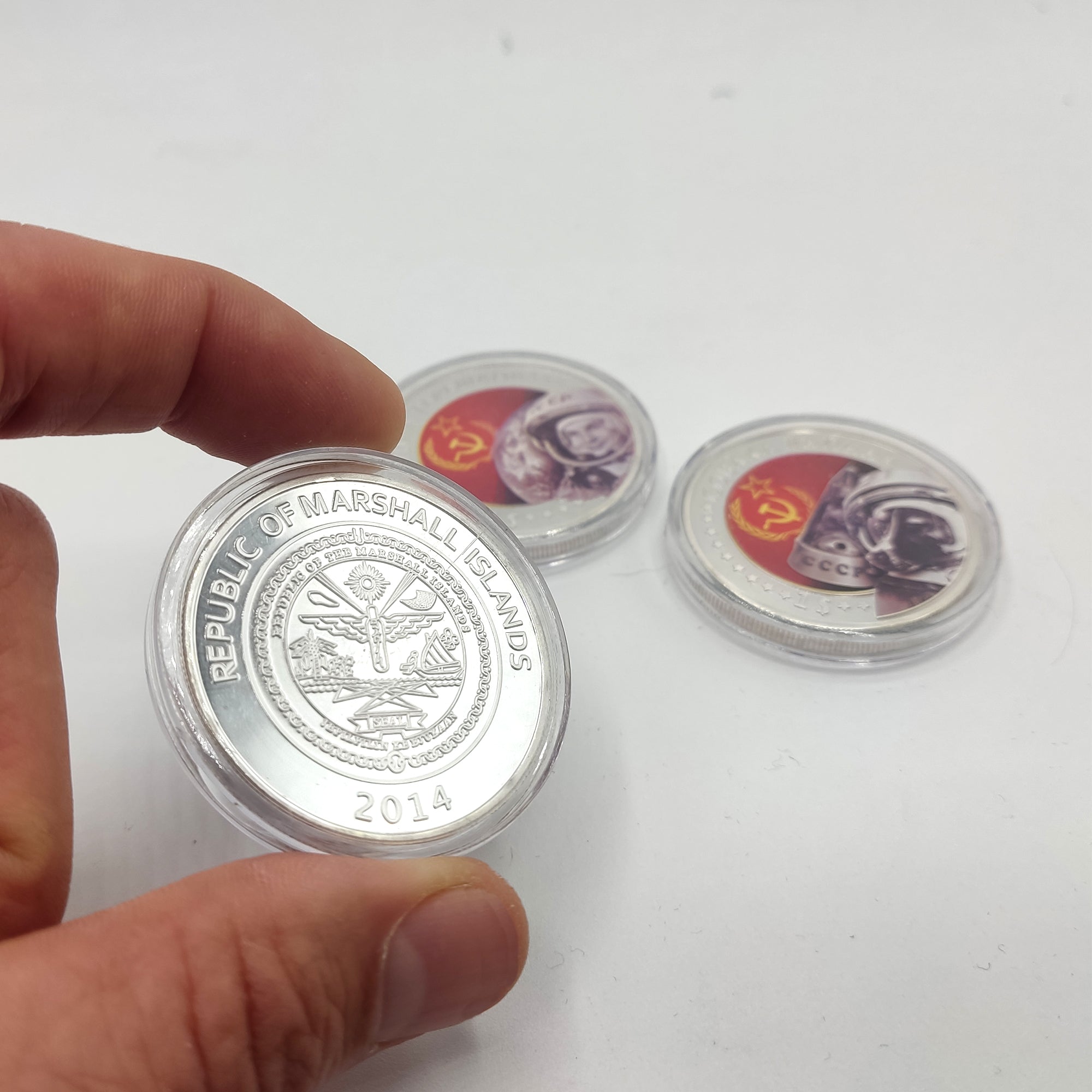 Viaje al espacio. Medalla bañada en plata conmemorativa del los viajes al espacion por la URSS. Valentina Tereshkova