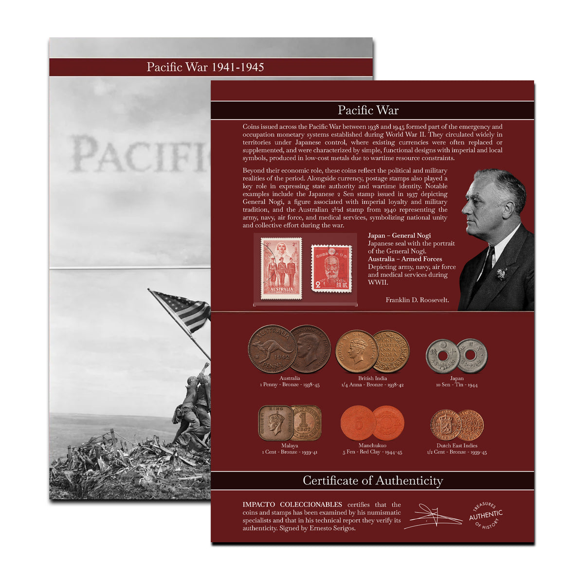 6 monedas auténticas de la Segunda Guerra Mundial - La Guerra del Pacífico (1938-1945) | Certificadas