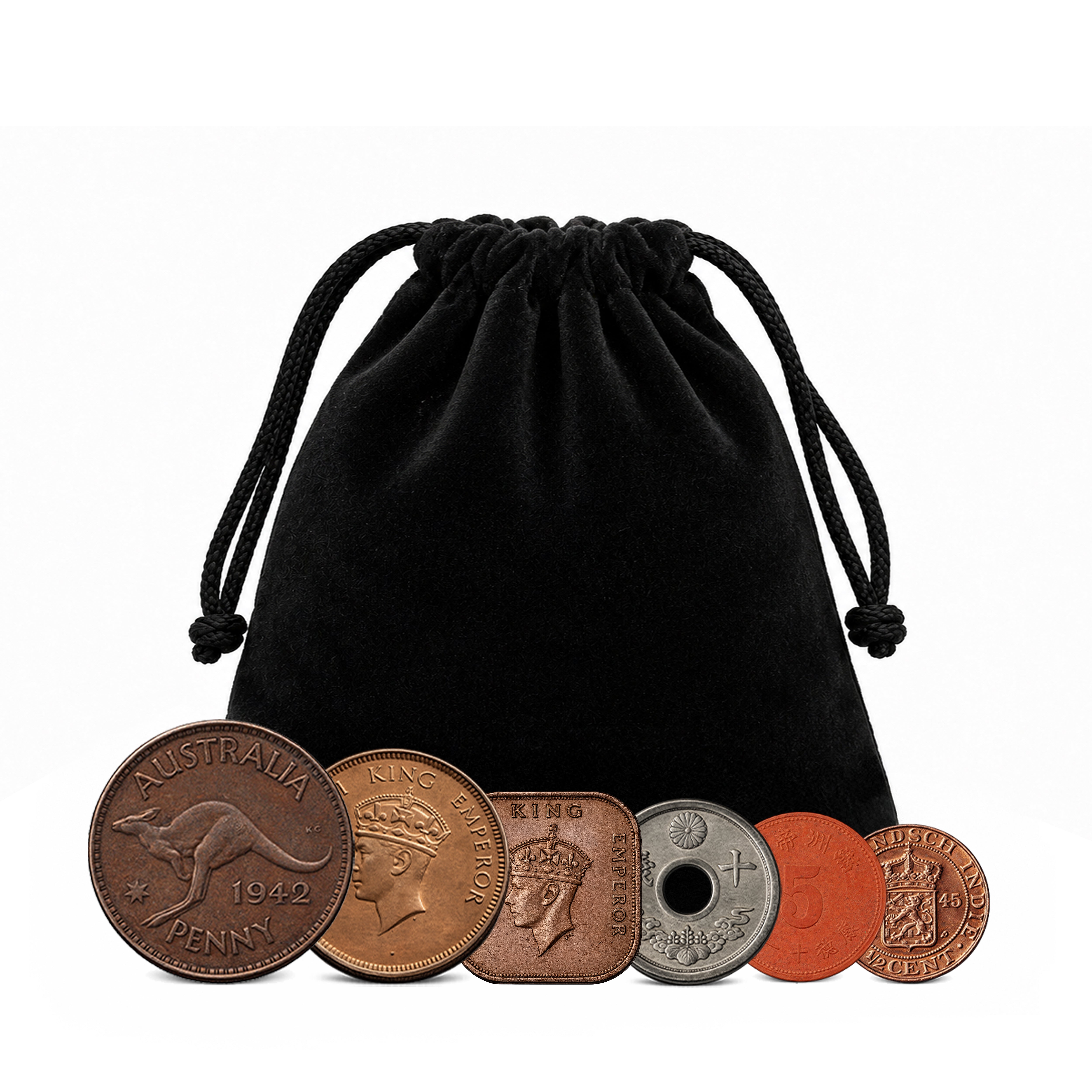 6 authentic World War II coins - Pearl Harbor in bag (1938-1945) | Certified