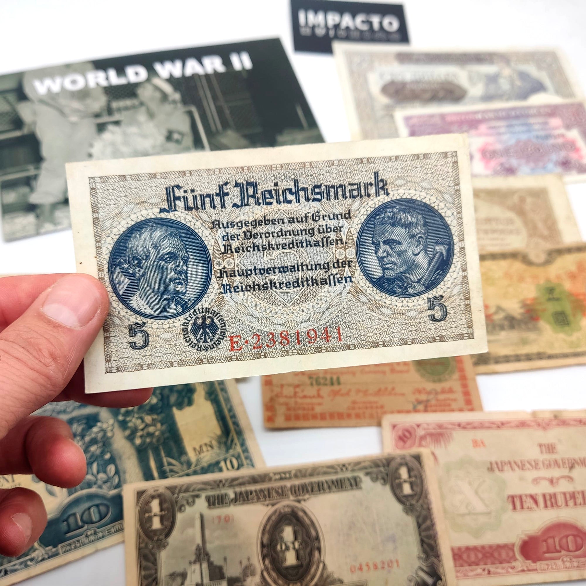 WW2 World Banknotes: 10 Circulated Allied & Axis Banknotes (1939-1945)