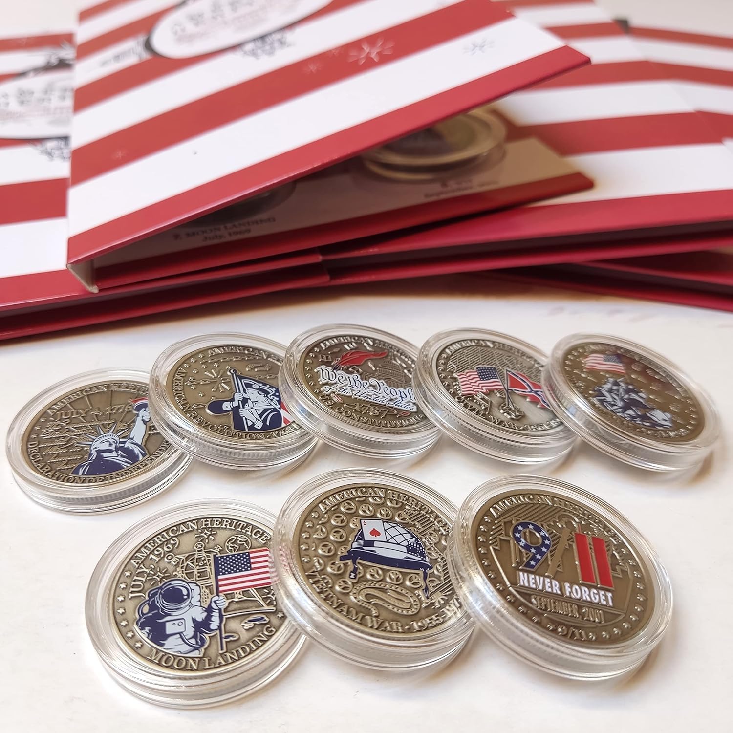Colección Herencia Americana. - 8 medallas del patrimonio americano - Medallas de colección, medallas para coleccionistas - Conecta con la historia de EE.UU.