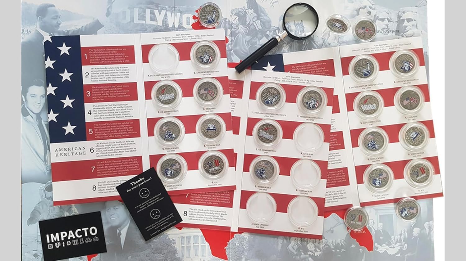 Colección Herencia Americana. - 8 medallas del patrimonio americano - Medallas de colección, medallas para coleccionistas - Conecta con la historia de EE.UU.
