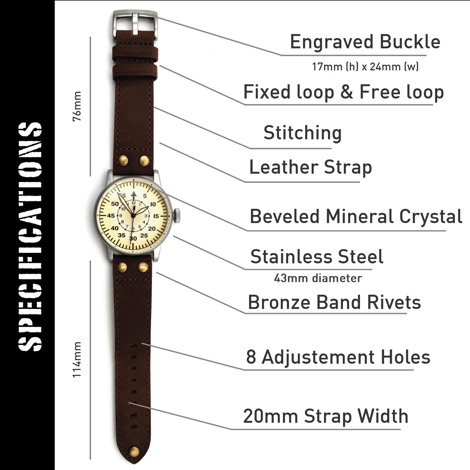 WW2 Luftwaffe Military Watch: Light Design, Swiss-Quartz, Water Resistant