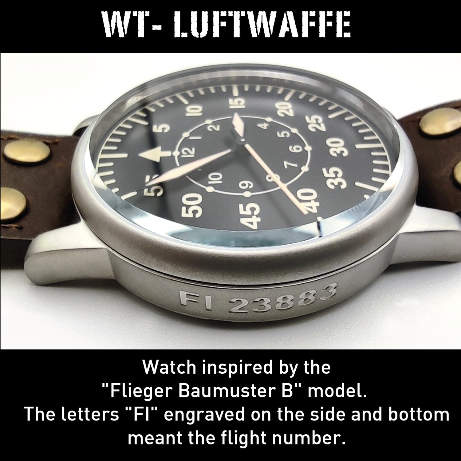 WW2 Luftwaffe Military Watch: Swiss-Quartz, Black, Water Resistant