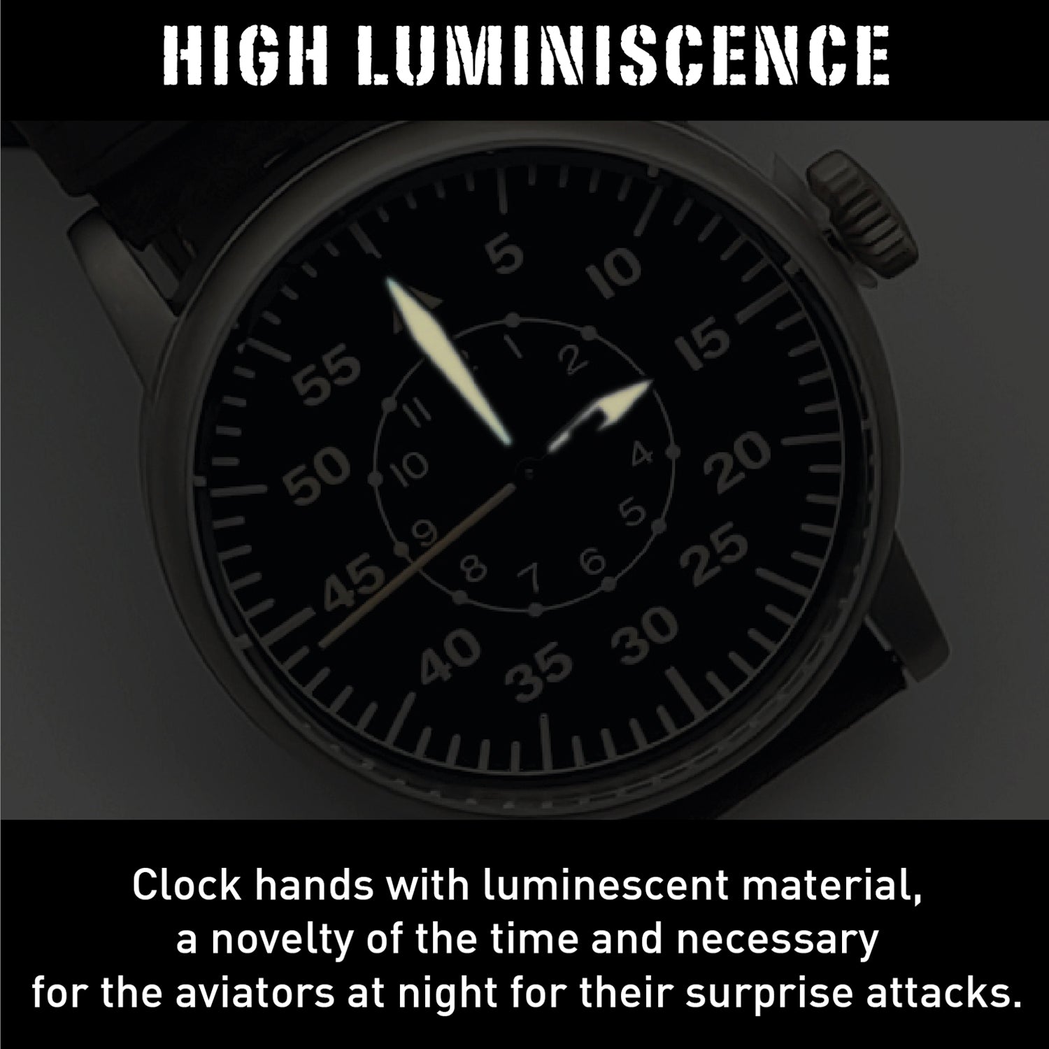 WW2 Luftwaffe Military Watch: Swiss-Quartz, Black, Water Resistant