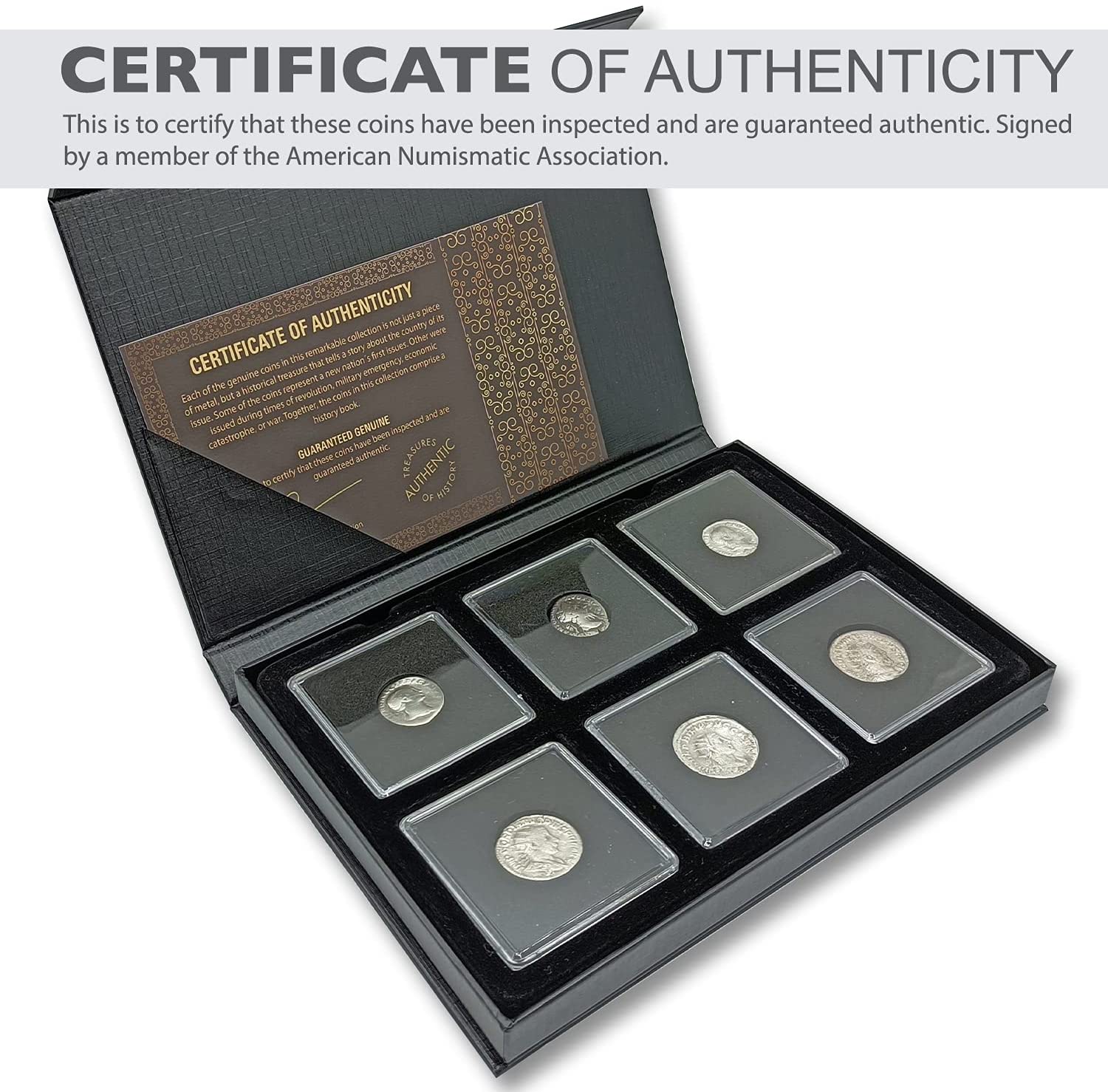 Ancient Roman Coins: 6 Denarii and Double Denarii (138-253 AD) - Collector's Edition