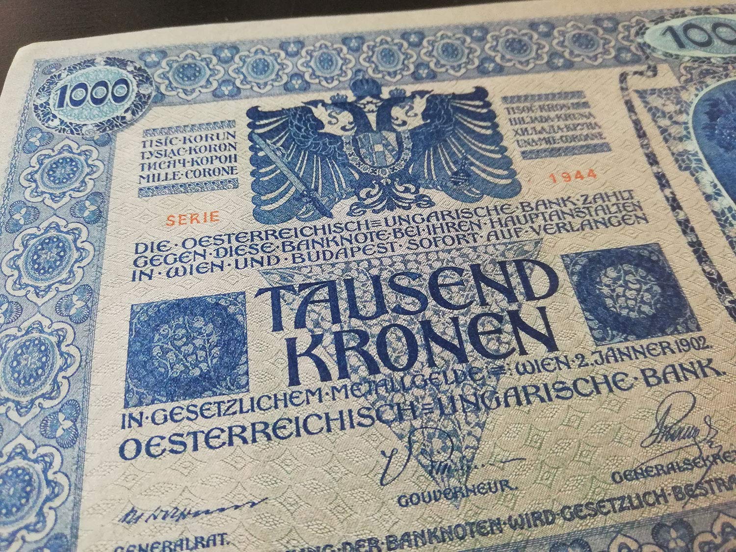 Authentic World Banknotes - 10 languages Banknote Issued by the Austro-Hungarian Empire 1902