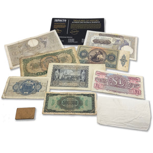 10 circulated Original Banknotes issued during World War II in Europe, with Certificate of Authenticity