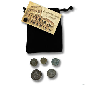 5 Original Imperial Roman Coins in a Coin Grab Bag - Rare Coins of Emperors, Gods & Legions - Coins Collection
