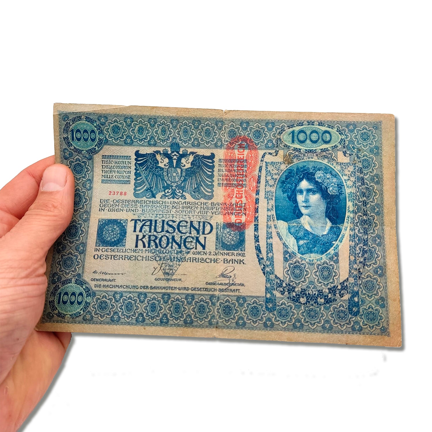 Authentic World Banknotes - 10 languages Banknote Issued by the Austro-Hungarian Empire 1902