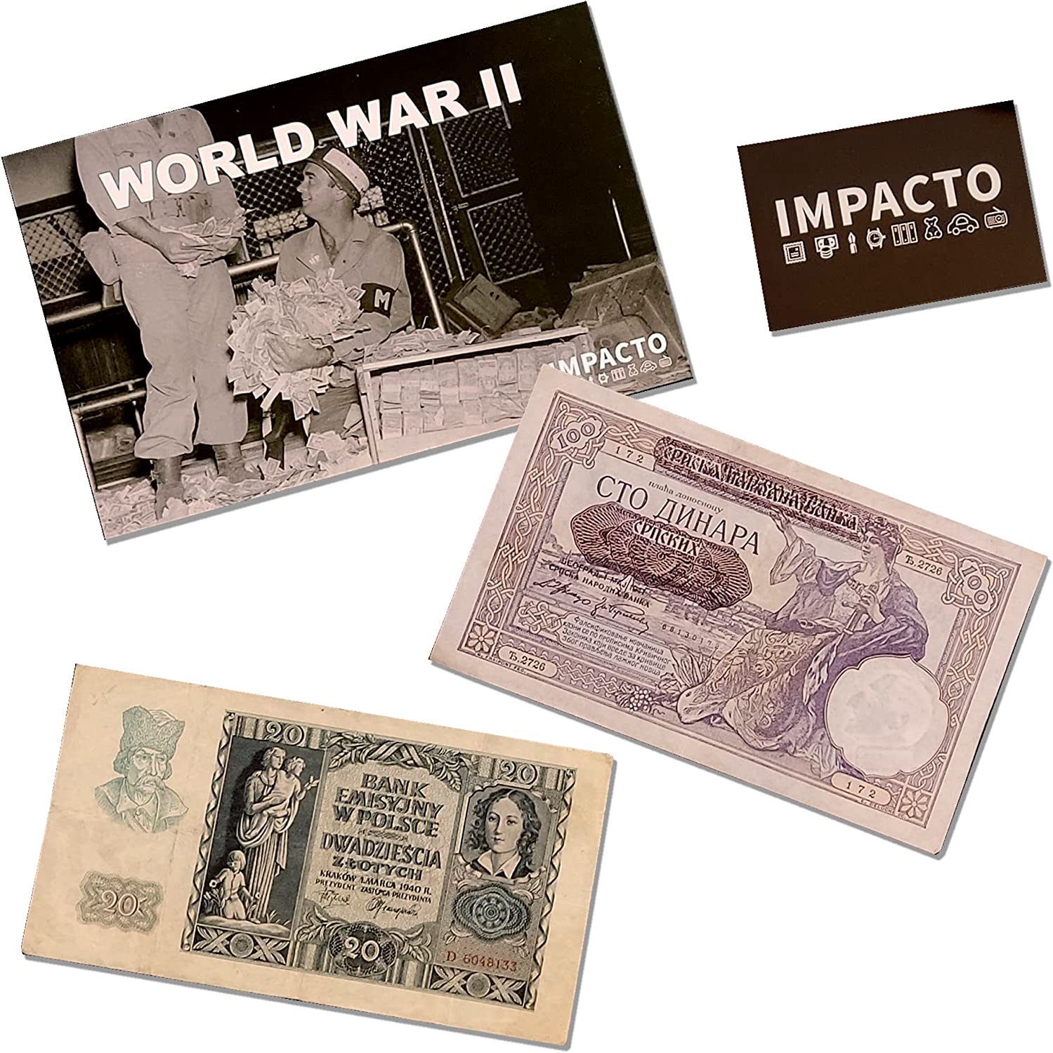 WW2 Third Reich Invasion Money: 2 German Banknotes + Certificate