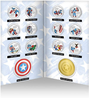 Colección completa Capitán America - 12+2 monedas Edición Limitada y Oficial Marvel.