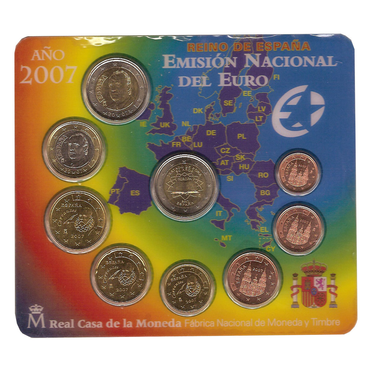 Spain - Official set of 2007. 8 Values + 2€ Treaty of Rome