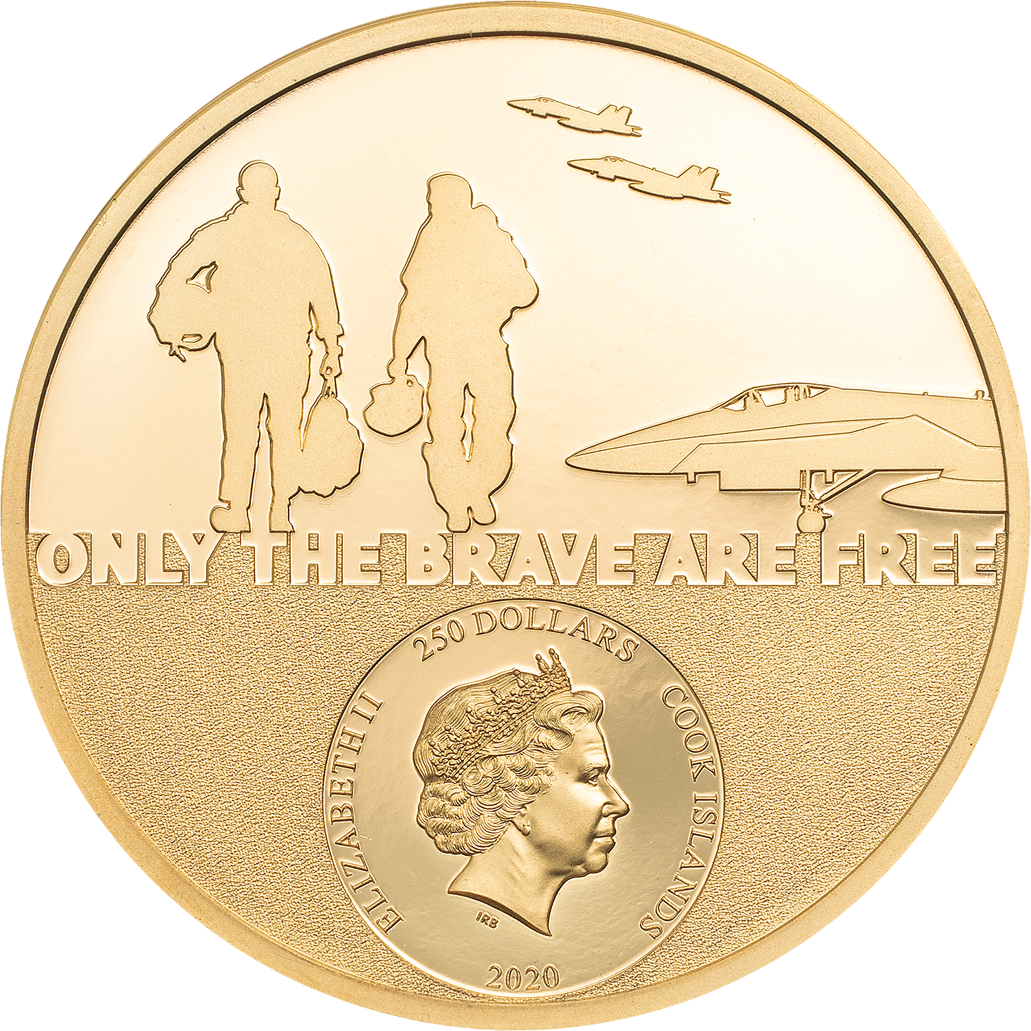 Cook Islands, 250 dollars  2020. Fighter Pilot - Real Heroes 1 Oz. Gold