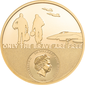 Cook Islands, 250 dollars  2020. Fighter Pilot - Real Heroes 1 Oz. Gold