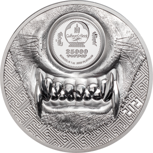 Mongolia, 25000 Togrog 2020. The Mystic Wolf. 1oz Platinum